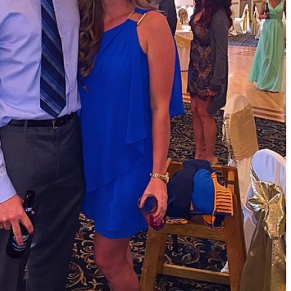 Blue one shoulder dress